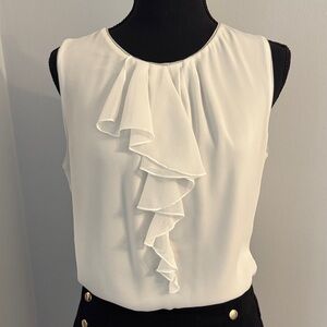 Elegant White Ruffle Sleeveless Top